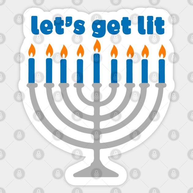 Let's Get Lit Menorah Sticker by maya-reinstein